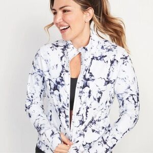 NEW OLD NAVY Active PowerSoft Illusion Marbled Cropped Zip-Front Jacket Medium